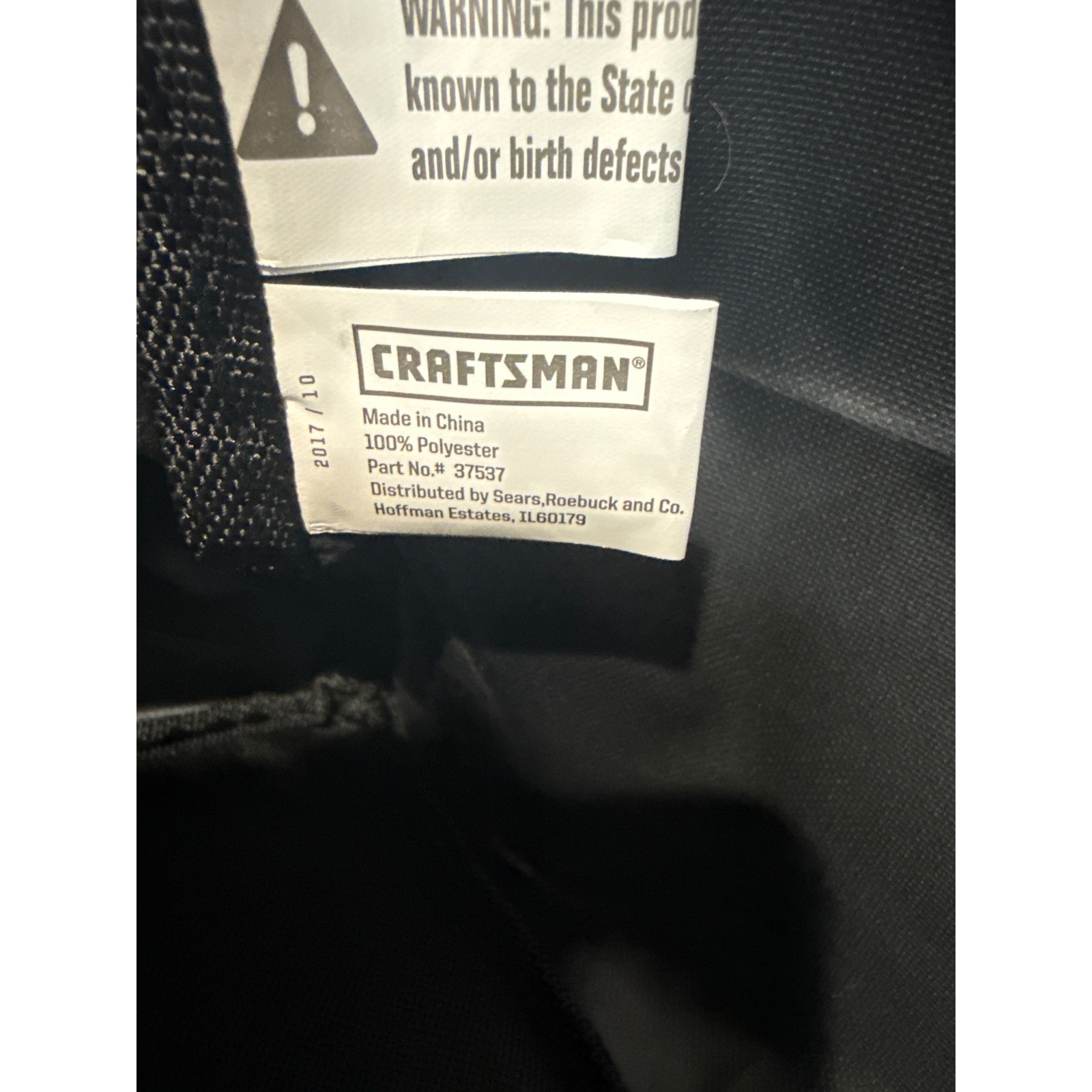 Craftsman 17 Inch Tool Bag Black Red Polyester Zippered Organizer 37537