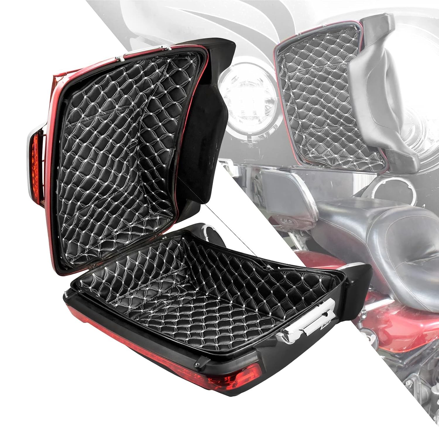 Harley Tour Pack Liners White Floral Stitching Touring Pack Inserts Fit for
