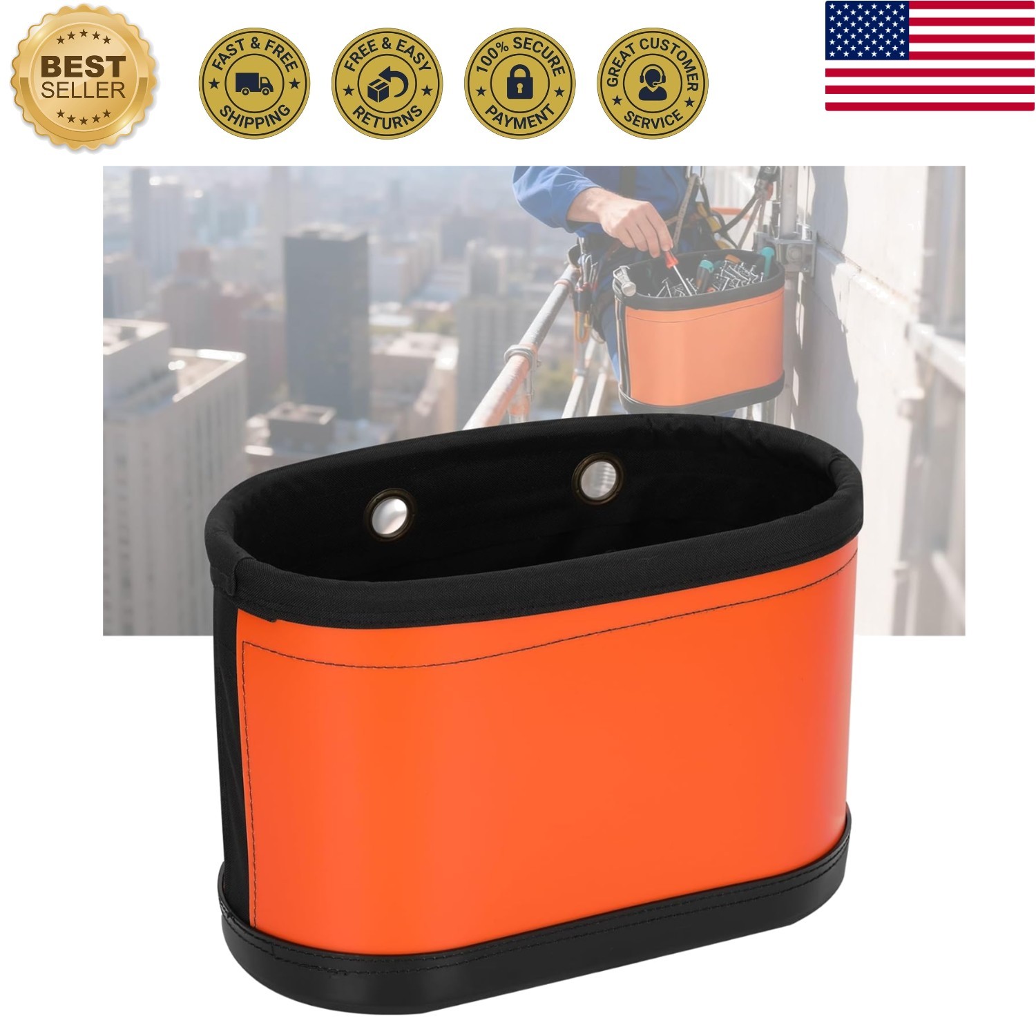 Bucket Tool Organizer with 14 Pockets | Oval Hard Lineman Bucket Bag, Tool Bu…