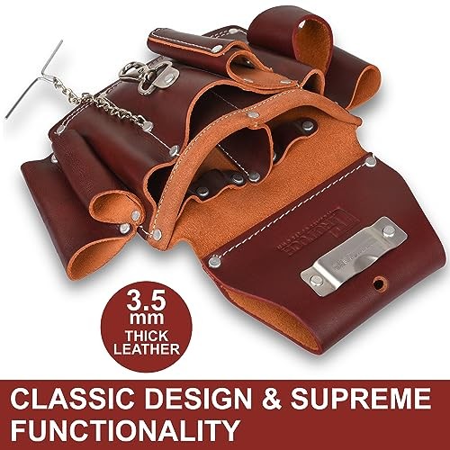 Grain Leather Electrician Tool Pouch | Carpenter Tool Pouch | Maroon