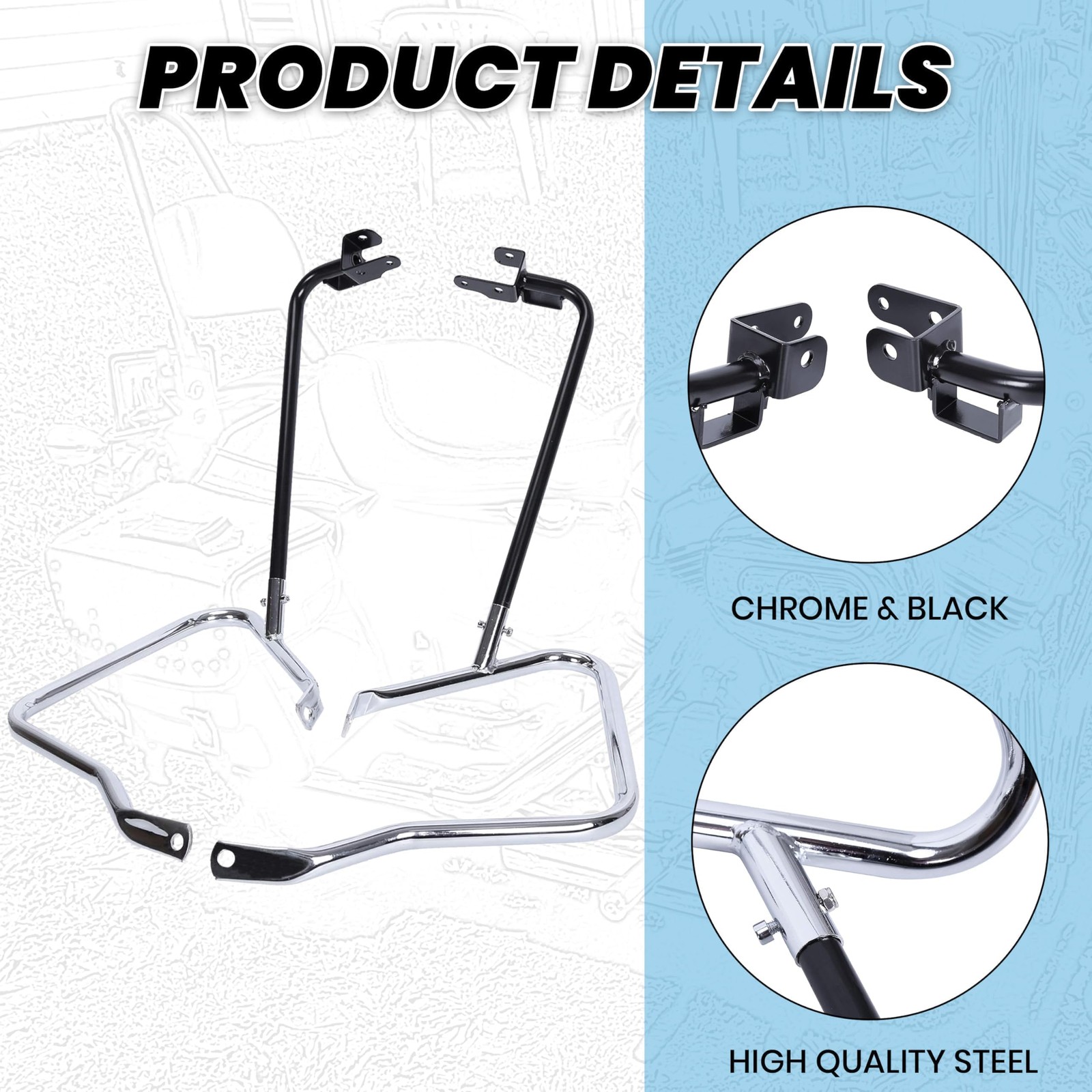 ECOTRIC Saddlebag Bracket Guard Bars Compatible with 2014-2024 Harley Davidso…