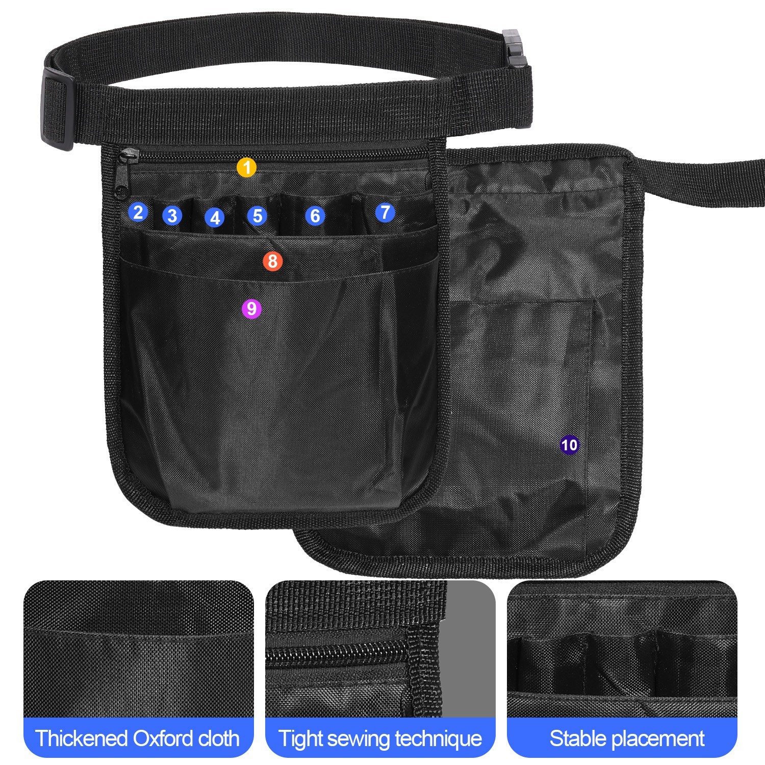 Gardening Tool Waist Bag Belt Heavy Duty Oxford Tool with 10 Pocket Utility Belt