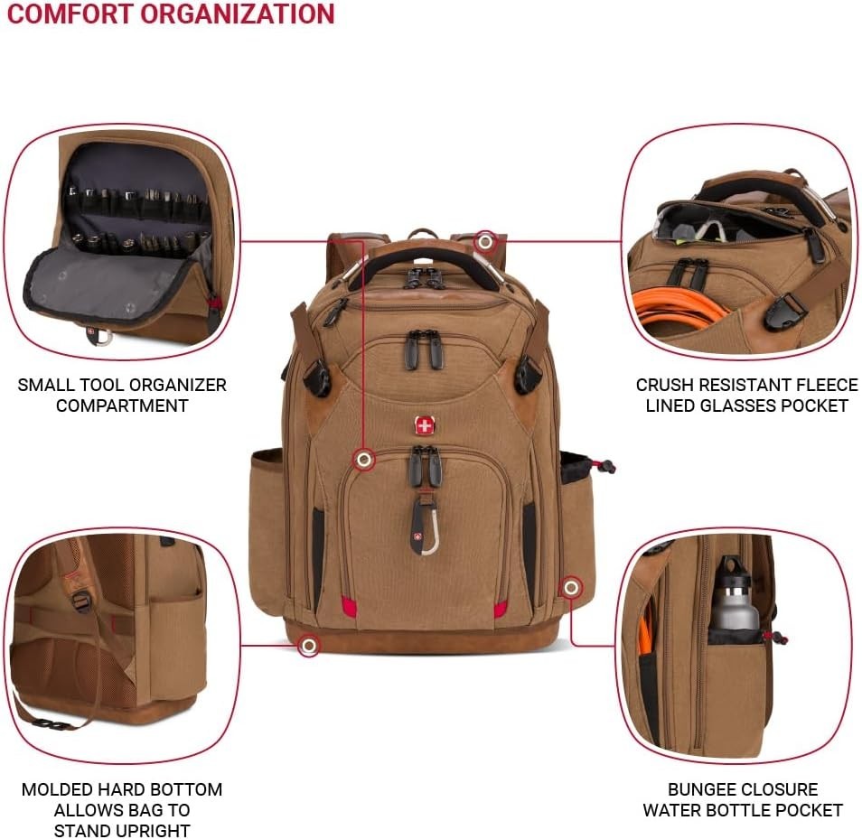 Professional Tool Backpack with Crush-Resistant Pocket