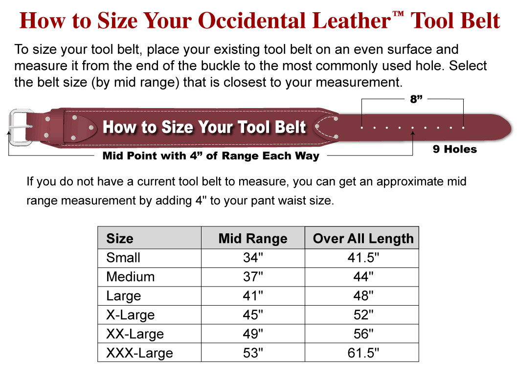 USA Occidental Leather 5002 2″ Leather Work Belt – (Choose Size SMALL – XXL)