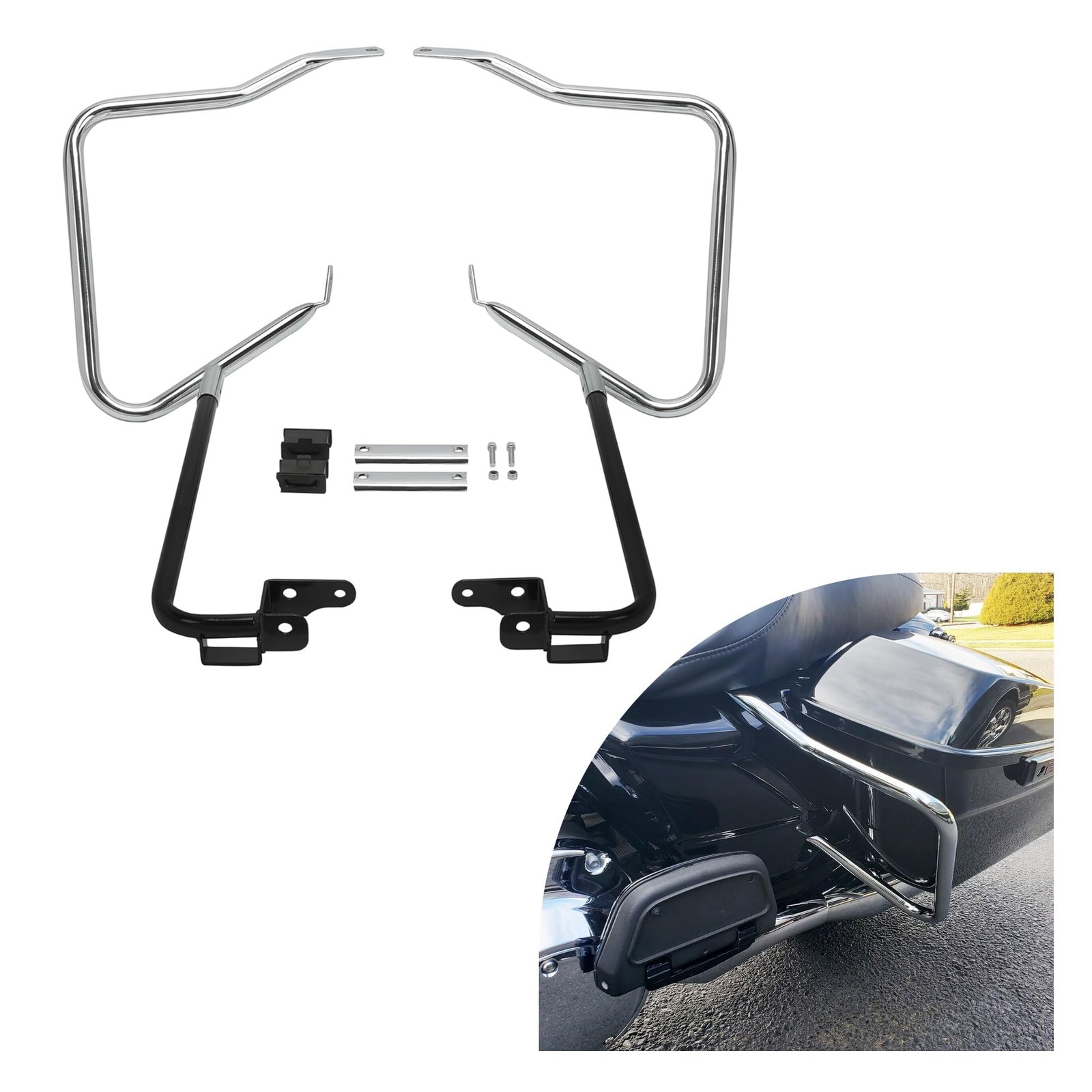 ECOTRIC Saddlebag Bracket Guard Bars Compatible with 2014-2024 Harley Davidso…