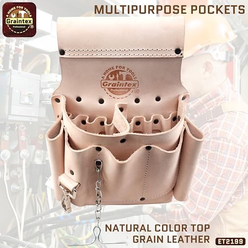 Electrician Leather Tool Pouch | Natural Color Top Grain Leather | Perfect