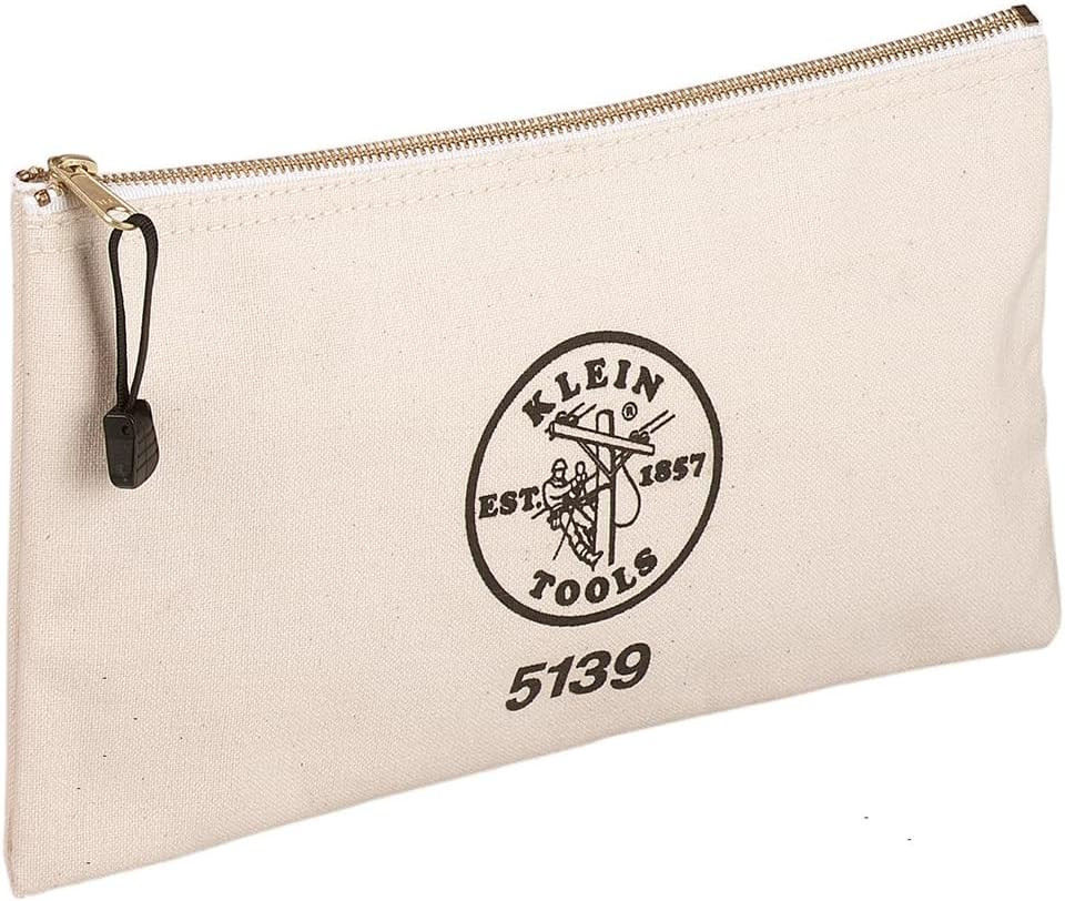 KLEIN TOOLS Zipper Bag, Canvas Tool Pouch with Heavy Duty Brass Zipper Close