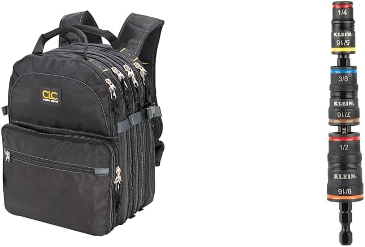 75-Pocket Tool Backpack & Klein 7-in-1 Socket Set with Nut Driver
