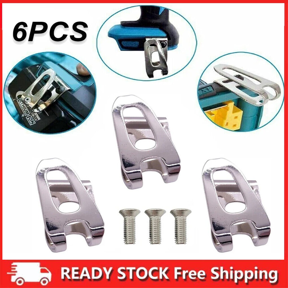 6pcs Electric Drill Belt Clip Replacement Hooks Clips Holder Fit for Dewalt tool