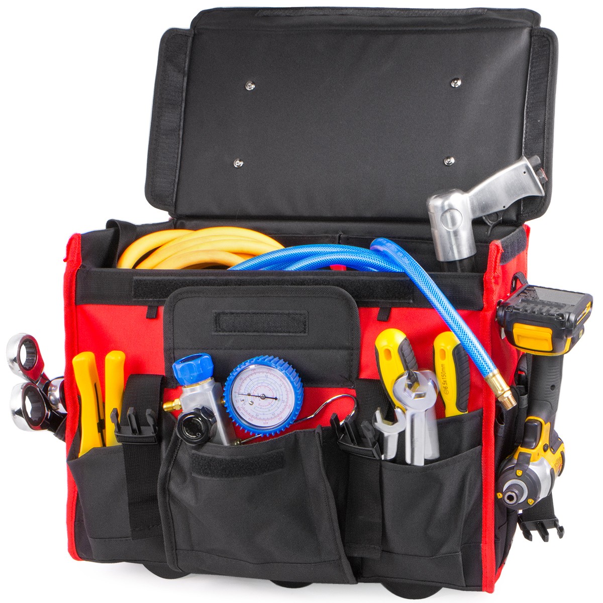 XtremepowerUS Rolling Tool Bag 18″ With Wheels Portable Storage Organizer