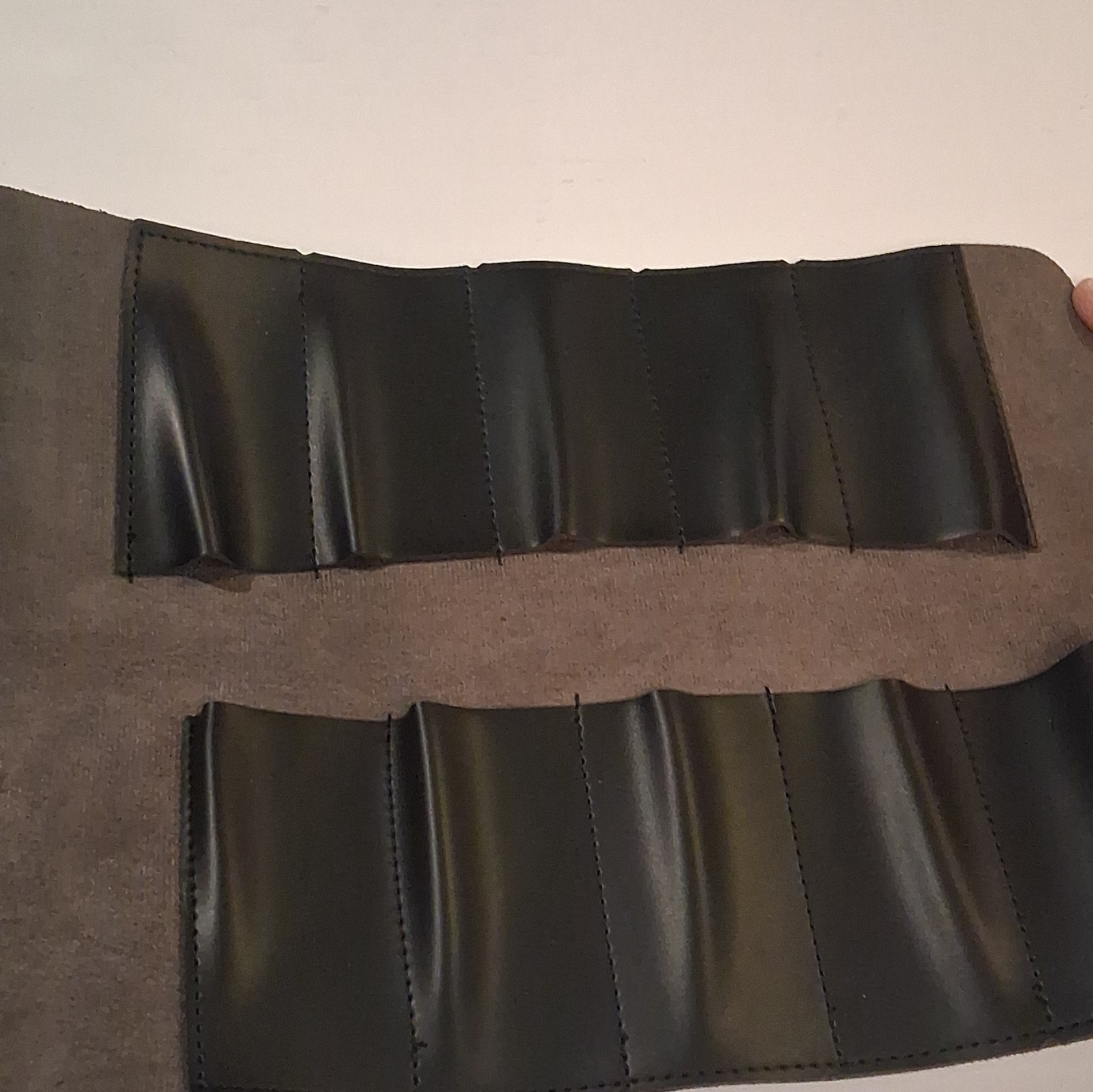 Black Leather Roll-Up Tool Roll Organizer Bag w/ Multiple Pockets, Adjustable