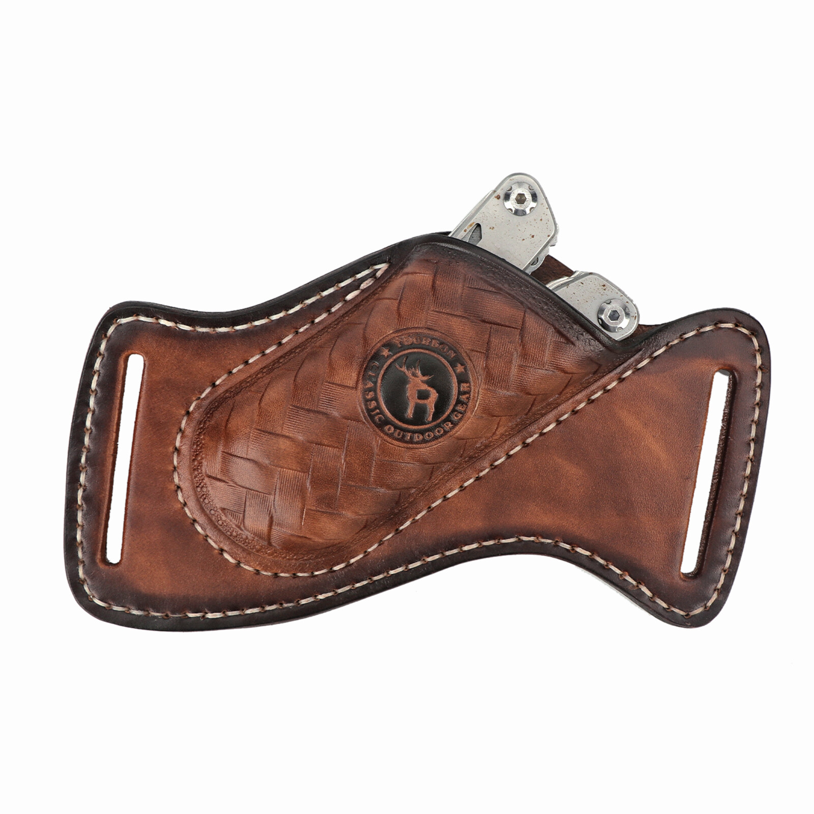 TOURBON Leather Sheath for Camping Knife – Belt Holster Pouch for EDC Pocket