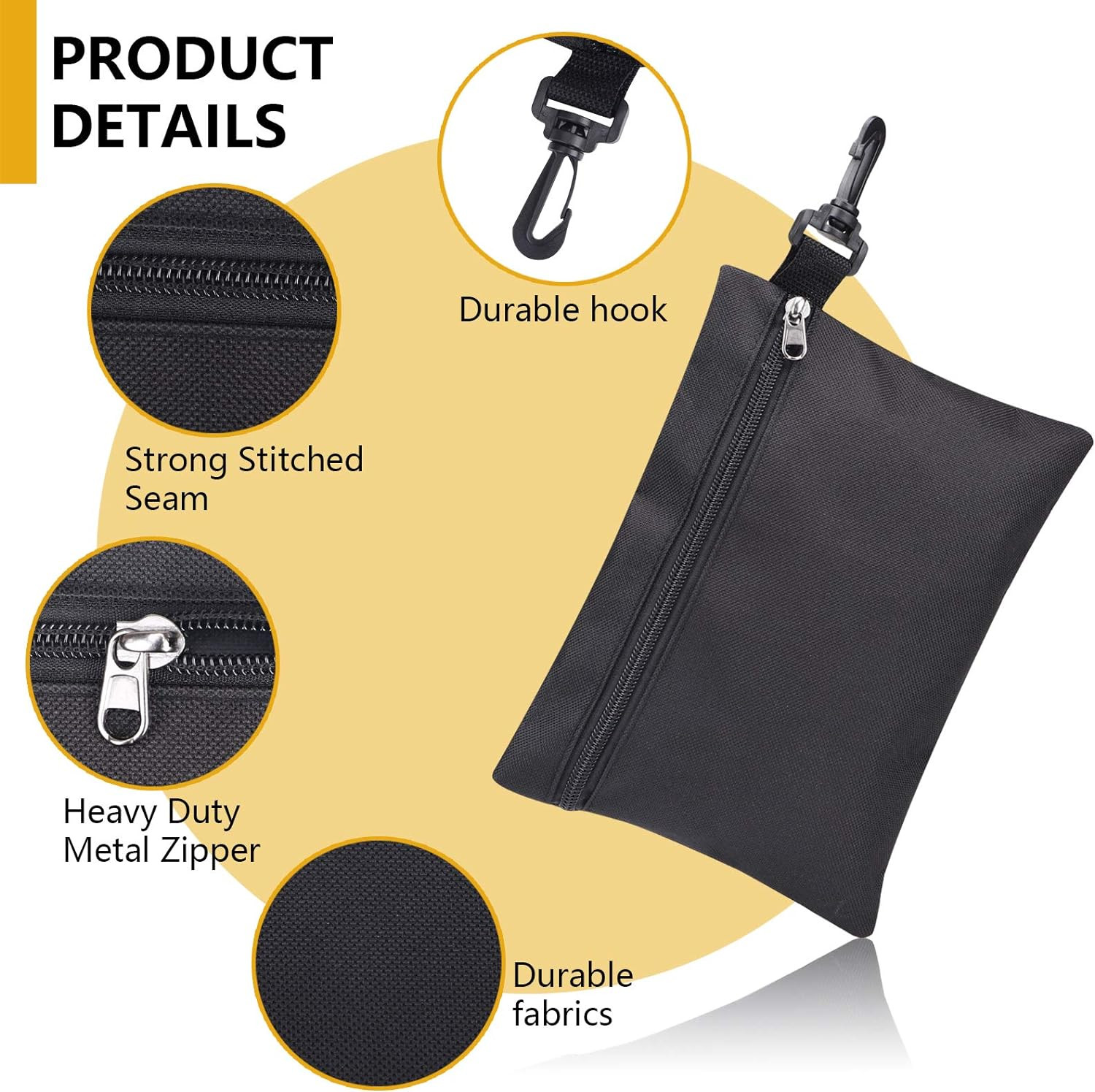 Canvas Tool Bags 3 Pack Heavy Duty Zipper Pouch Set Small Tool Organizer Black
