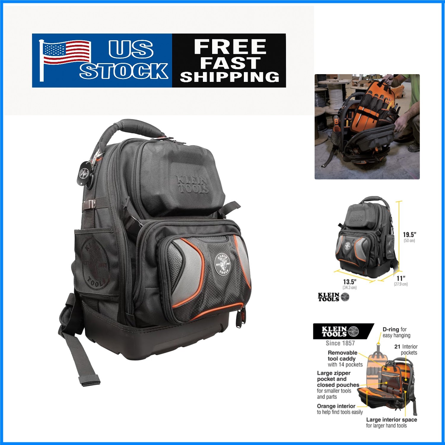 Tradesman Pro Tool Master Backpack – 48 Pocket Waterproof Tool Carrier