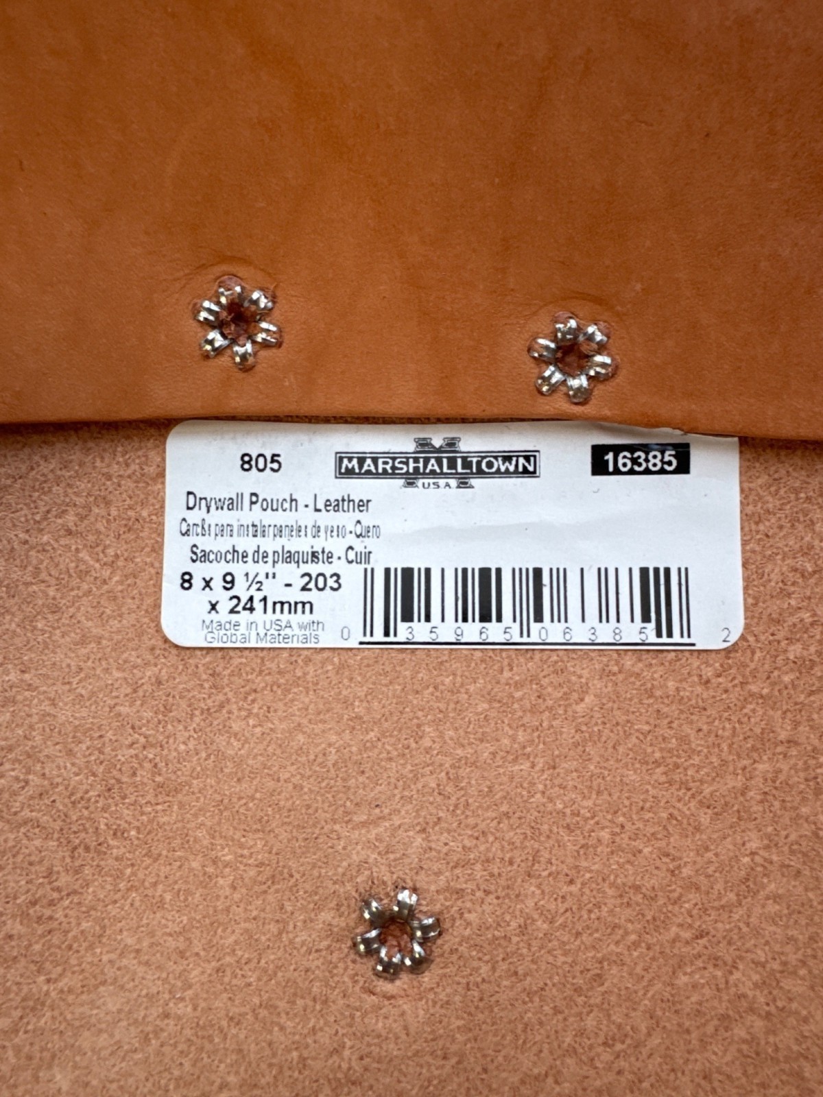Marshalltown Leather Drywall Pouch Tan 8×9.5 Inches Heavy-Duty Rivets Durable