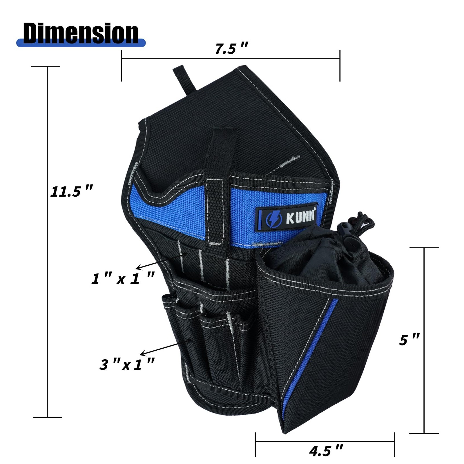 KUNN 3-in-1 Right-handed Drill Holster Set with Magnetic Wristband and Tool B…