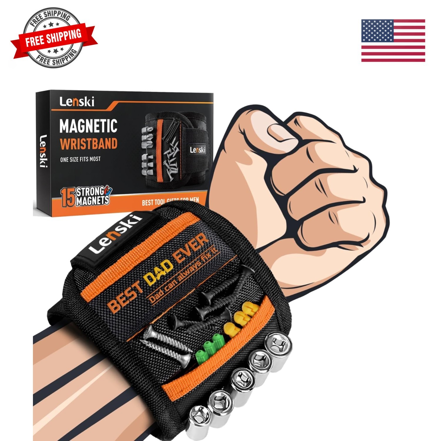 Magnetic Wristband for Tools, Magnetic Wristband Tools Gifts For Men Dad Husb…
