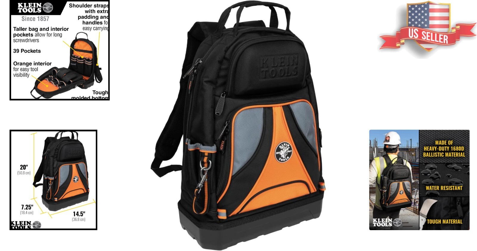 Durable Tradesman Pro Tool Carrier Backpack – 39 Pocket Organizer & Owl Shape