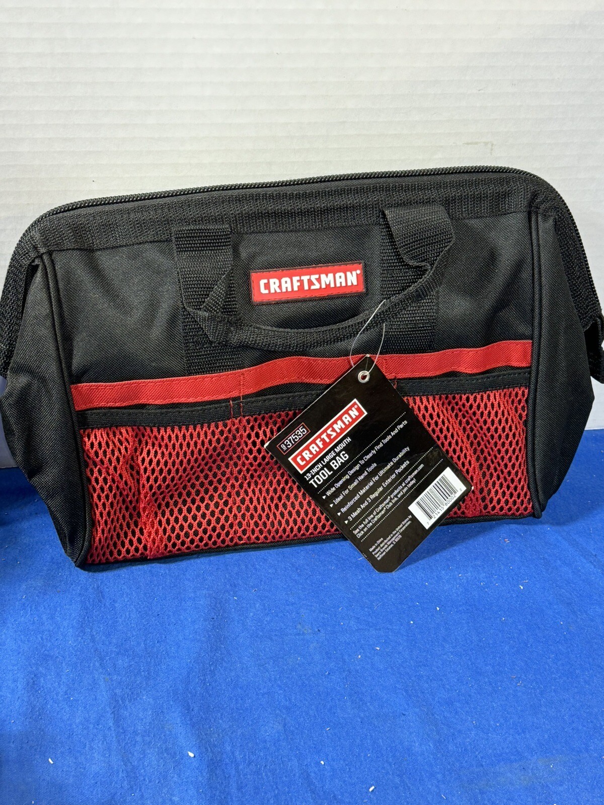 Craftsman 13 in. W X 9.75 in. H Wide Mouth Tool Bag 6 pocket Black Red NWT