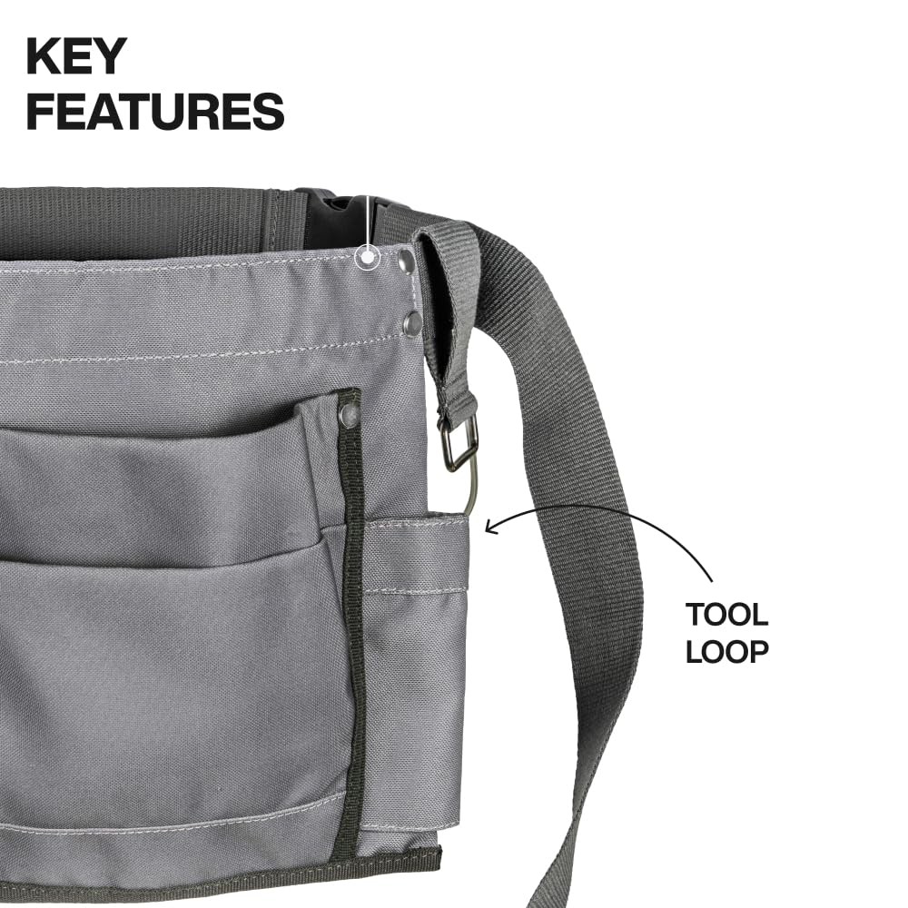 Klein Tools 21022 6-Pocket Tool Apron, Durable Duck Canvas 6-Pocket, Gray
