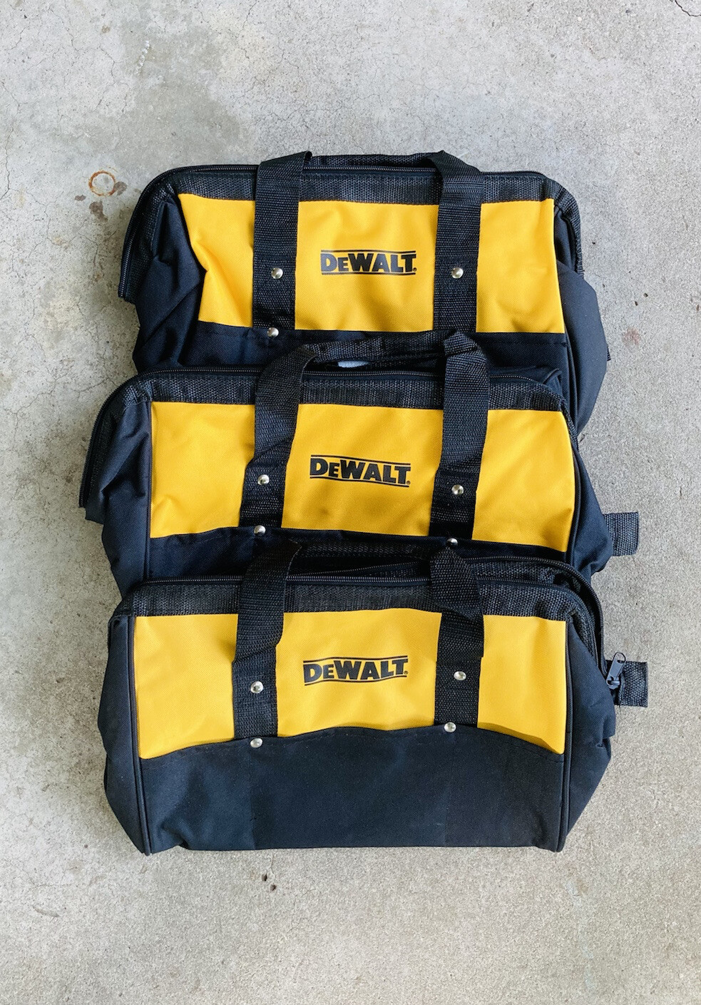 Lot of Three (3) DEWALT 14” x 9” Contractor Tool Bags