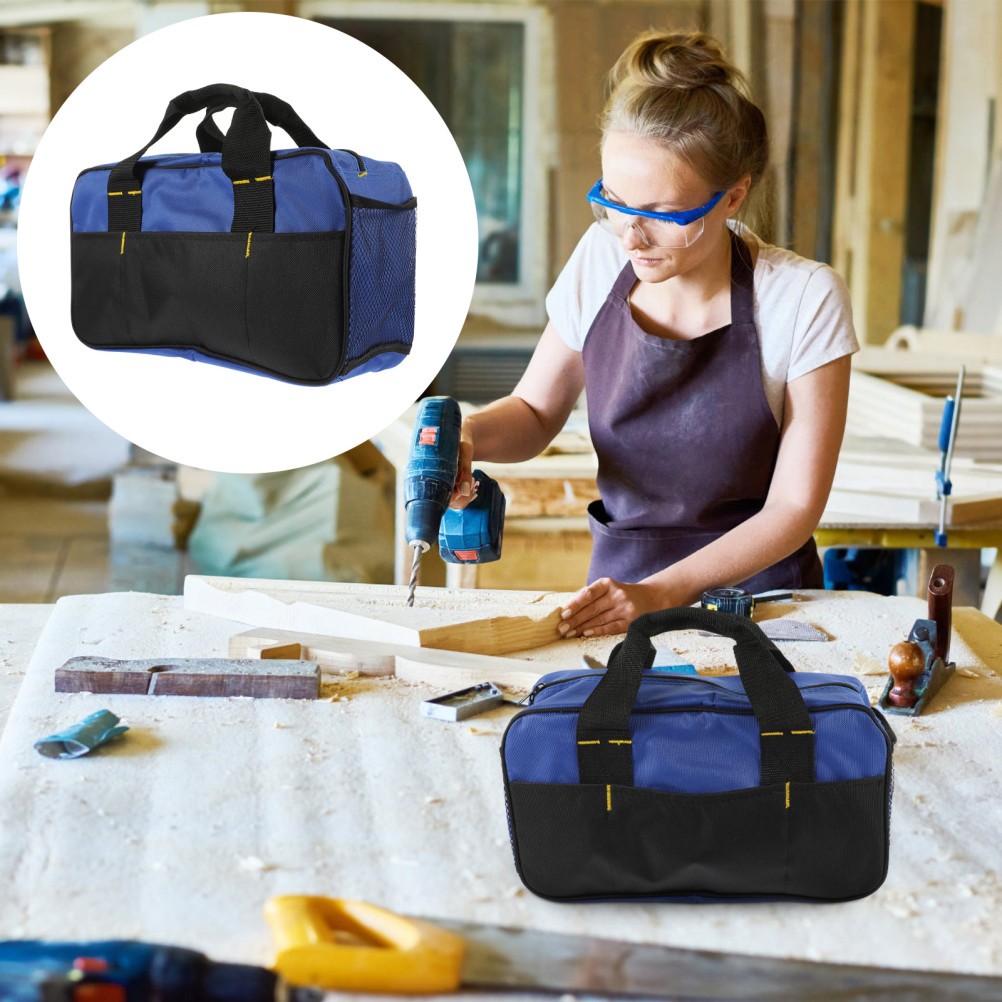 Portable Multi Color Canvas Tool Organizer Wide Open Tote with Large Storage