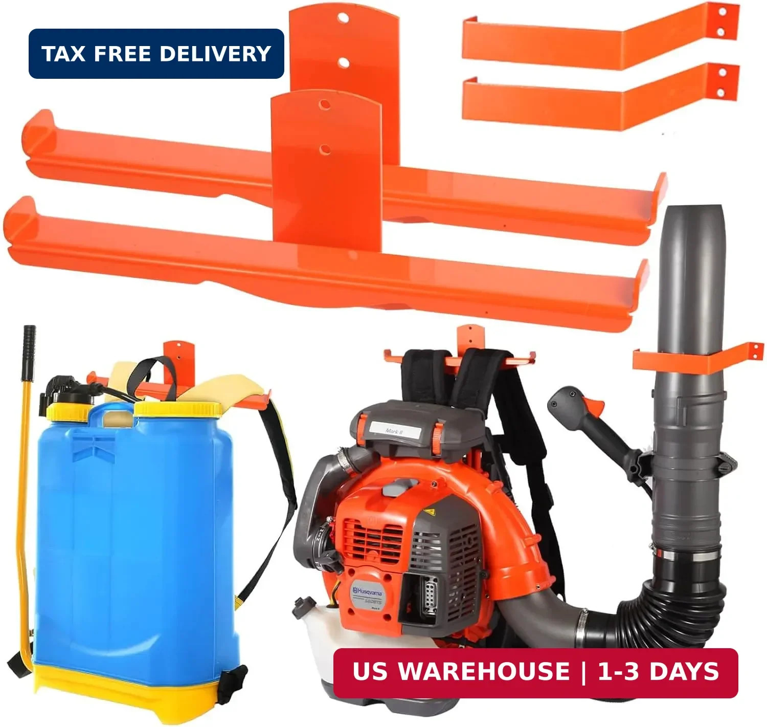 Backpack Blower Rack with Hose Holder – Heavy Duty Backpack Sprayer Wall Mount w