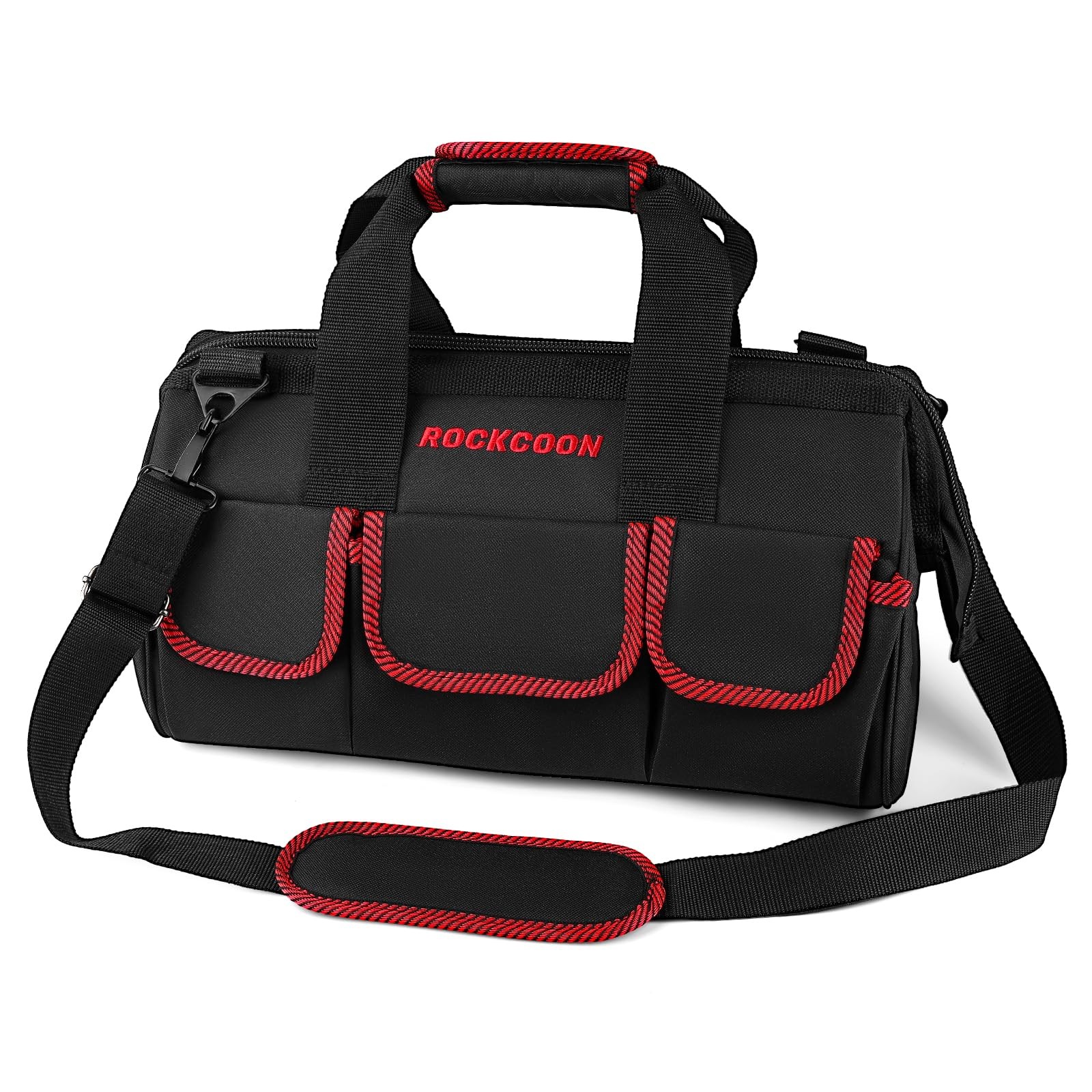 ROCKCOON Tool Bag 16”, Multi-pocket Organizer with Shoulder Strap, Red