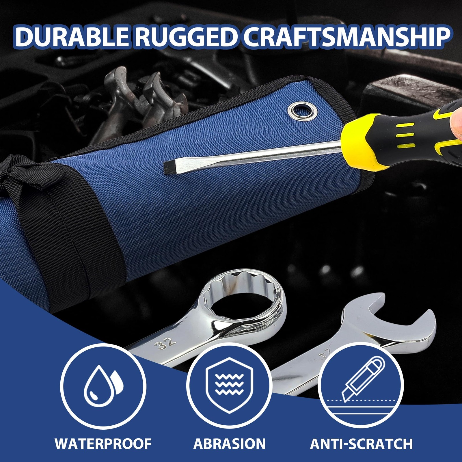 QualiapeX 16 Pockets Wrench Roll 24 inches x 18 x 0.5