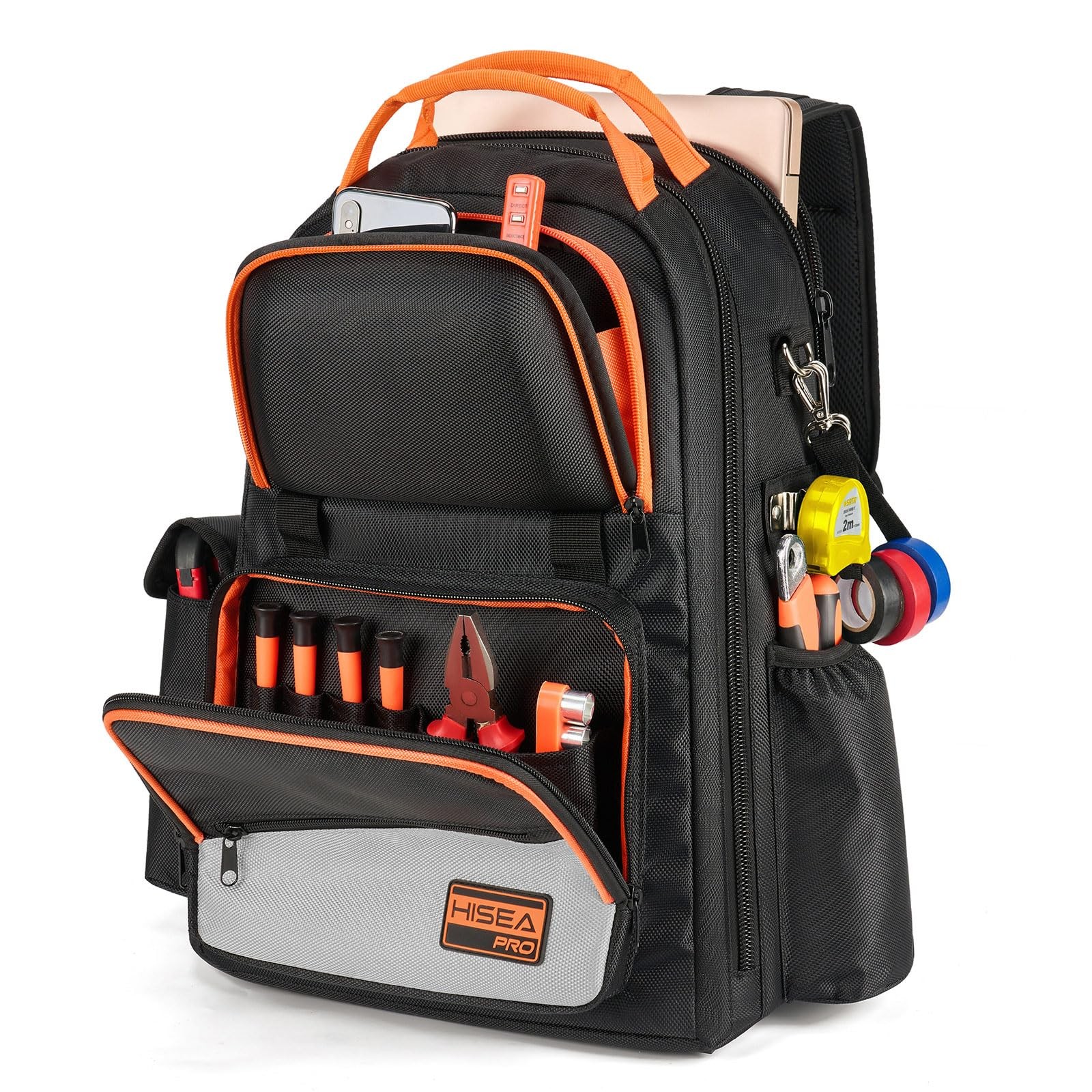 HISEA Tool Backpack, 18-Inch Heavy Duty Bag Organizer 18inch, Orange