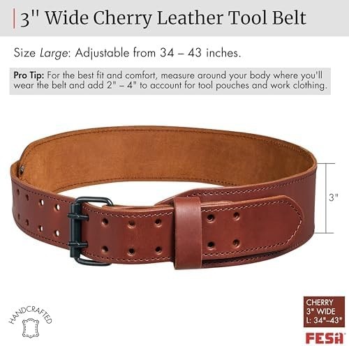Handcrafted Men’s Leather Tool Belt, Top Grain Heavy Duty Utility Belt Pouch