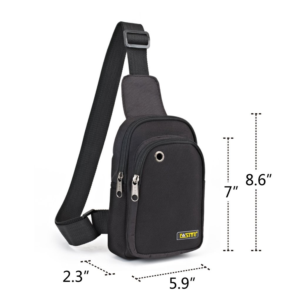 Sling Bag Chest Backpack, Crossbody Shoulder Tool Pouch for Men Women, Black