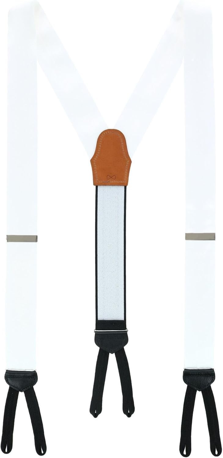 Trafalgar Sutton Solid Color Silk Formal Suspenders | Y-Back, White