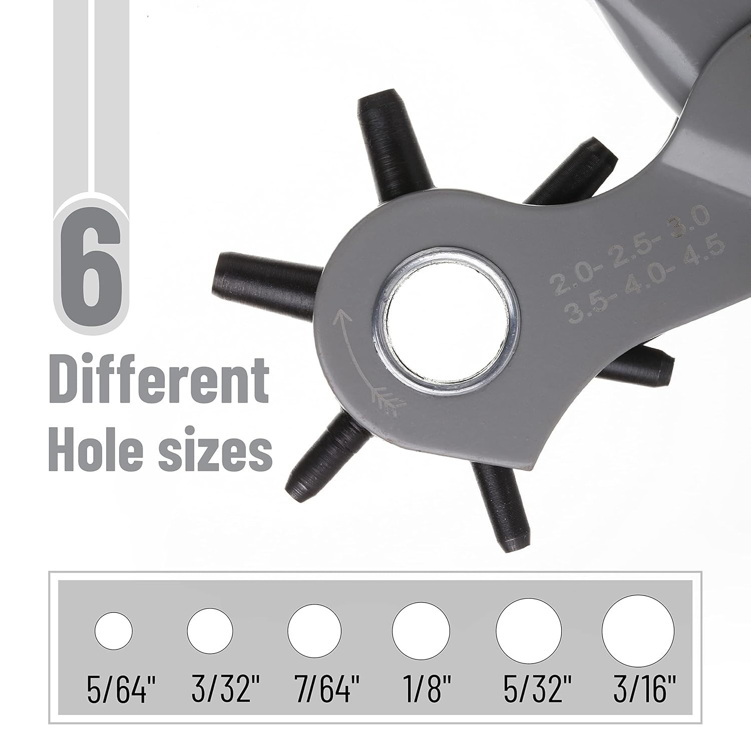 Steel Leather Hole Punch Tool with 6 Sizes – Versatile Belt and Leather Crafting