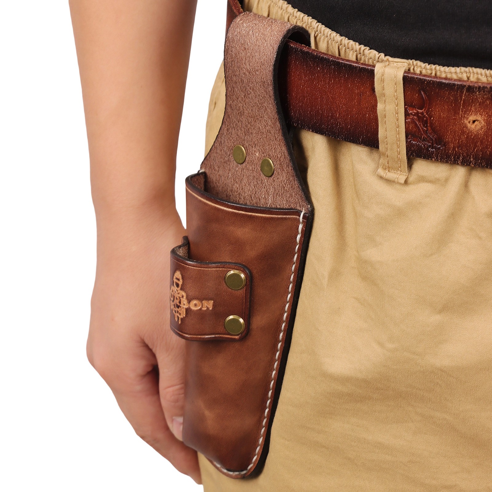 Tourbon Leather Garden Tool Belt Pouch 2-in-1 Pruner Shears Wrench Holder Case