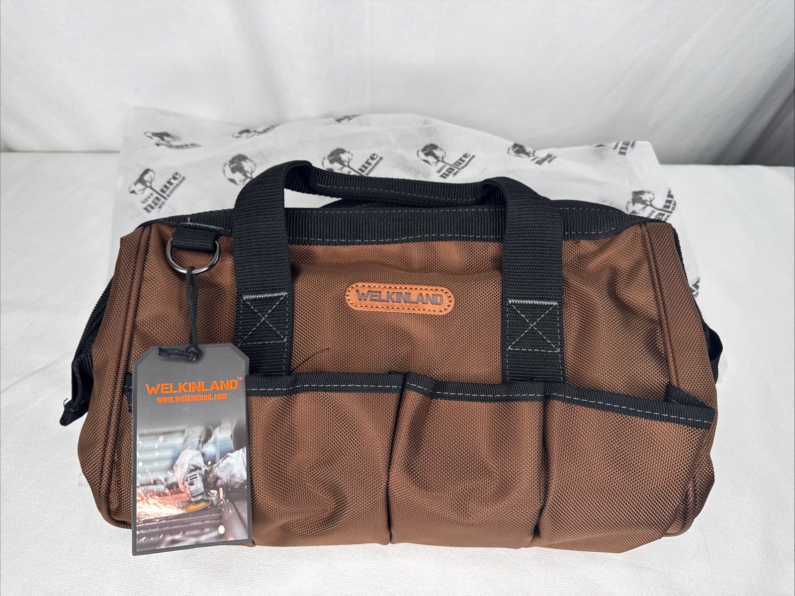 WELKINLAND Heavy Duty 14” Electrician Tool Bag – 16 Pockets