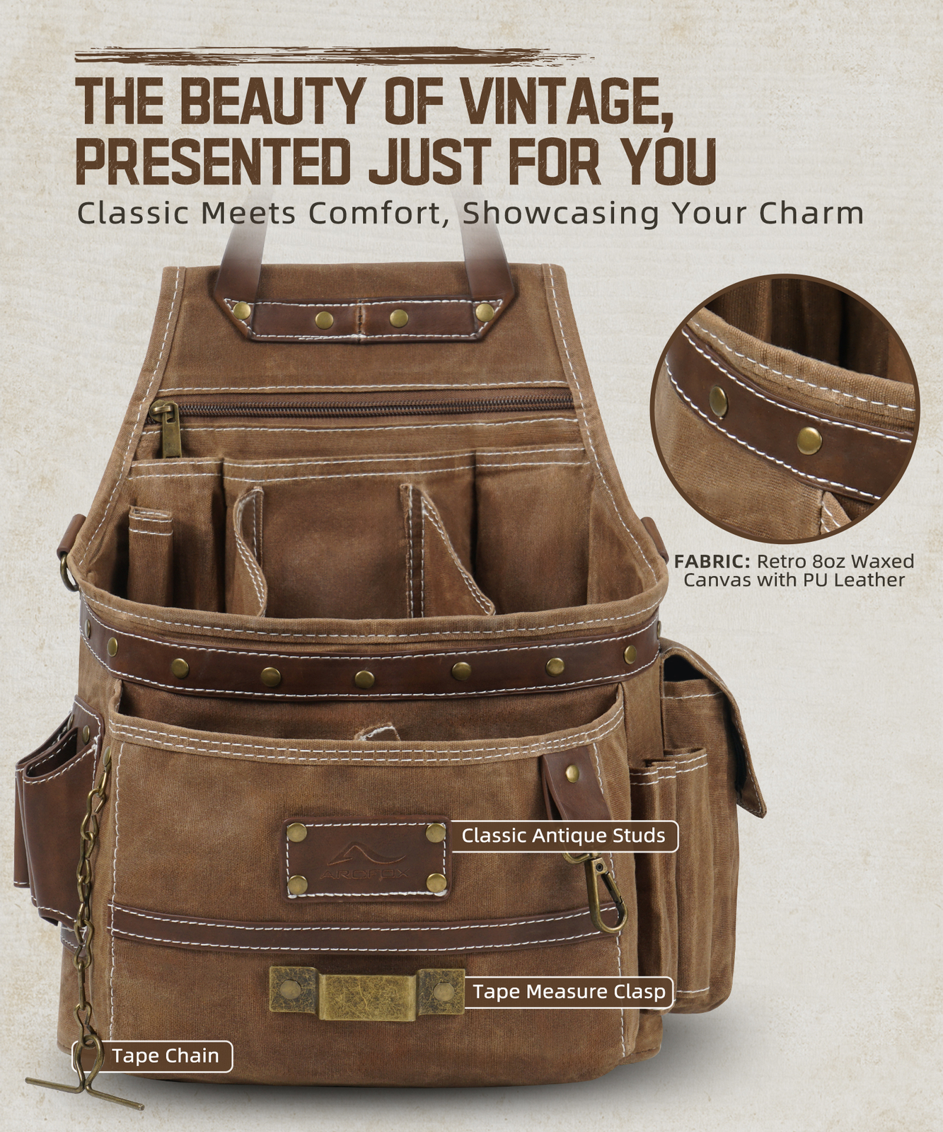 Electrician Tool Belt Pouch Worker Hanging Waist Bag Crossbody With Hammer Loops